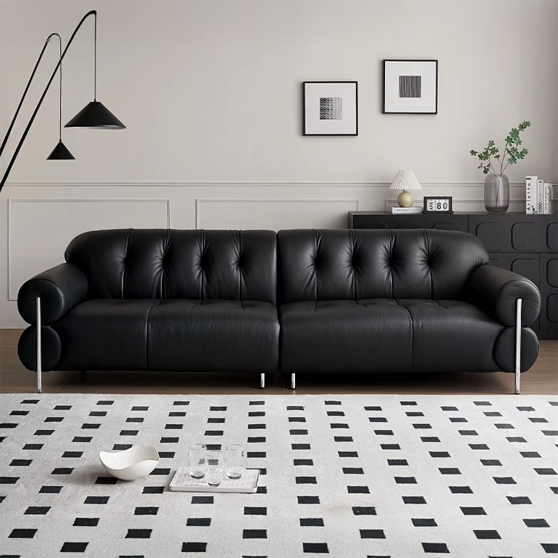 ヴィンテージ風本革リビングソファ