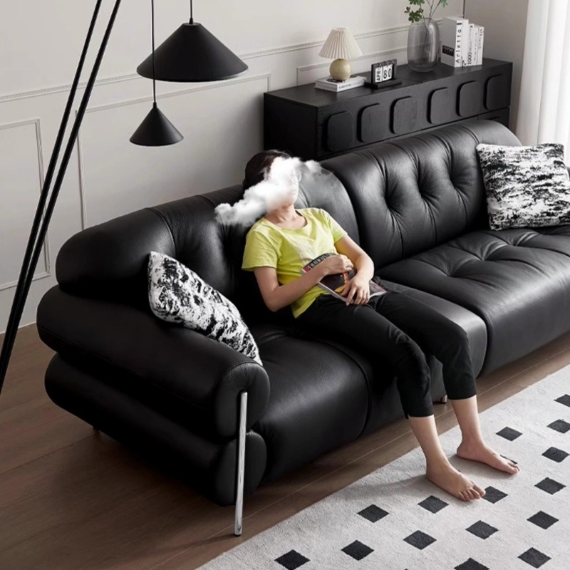 ヴィンテージ風本革リビングソファ