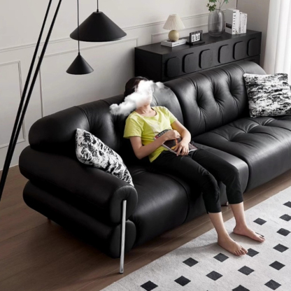 ヴィンテージ風本革リビングソファ