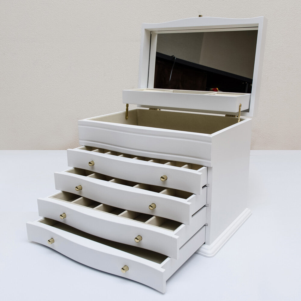 クラシック木製引き出し4種類ミラー付きジュエリーボックス