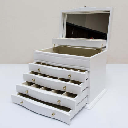 クラシック木製引き出し4種類ミラー付きジュエリーボックス