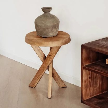 アンティーククロス脚サイドテーブル