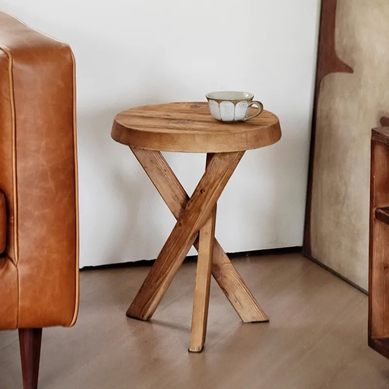 アンティーククロス脚サイドテーブル