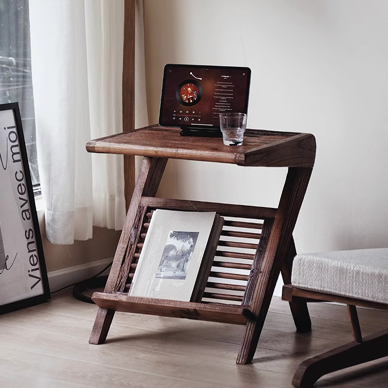 プライウッド、マガジンラック付きサイドテーブル、ミッドセンチュリー、北欧、モダン プライウッド、マガジンラック付きサイドテーブル、ミッド