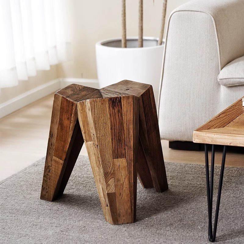天然木デザイン三脚スツール
