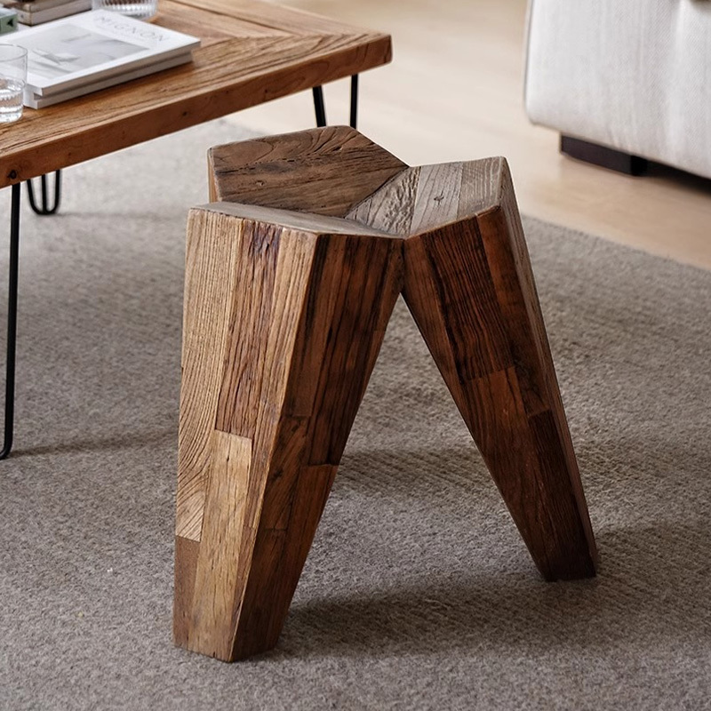 天然木デザイン三脚スツール