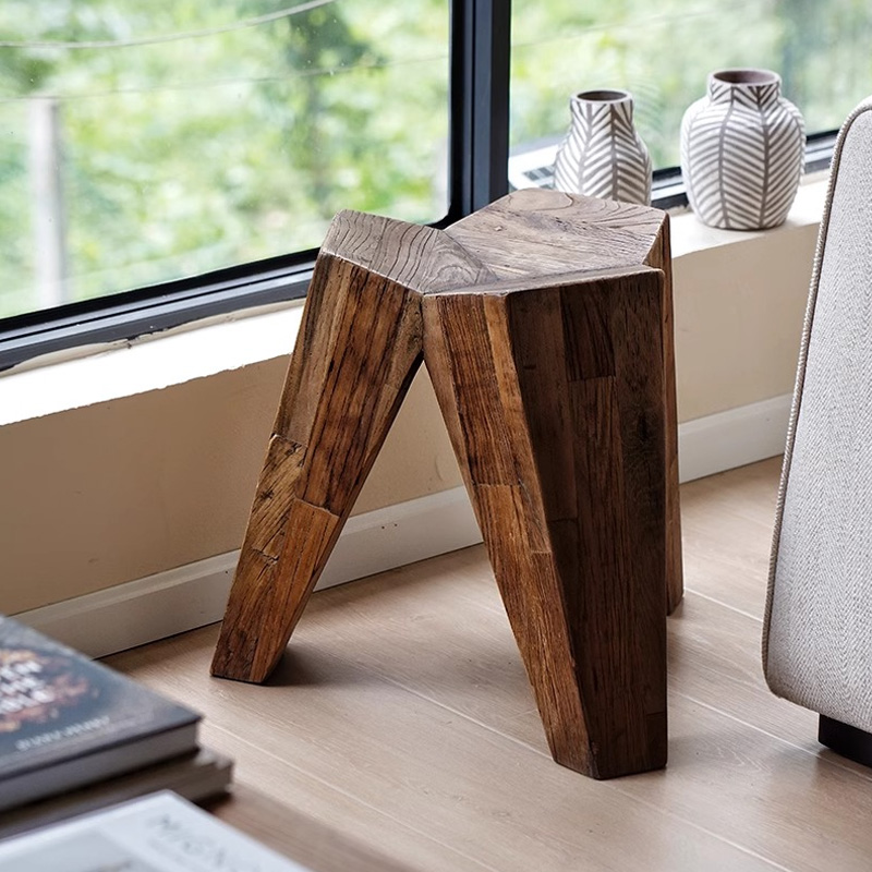 天然木デザイン三脚スツール