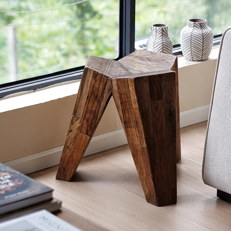 天然木デザイン三脚スツール