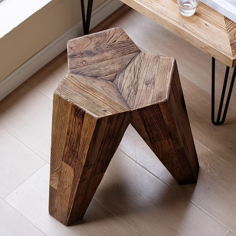 天然木デザイン三脚スツール