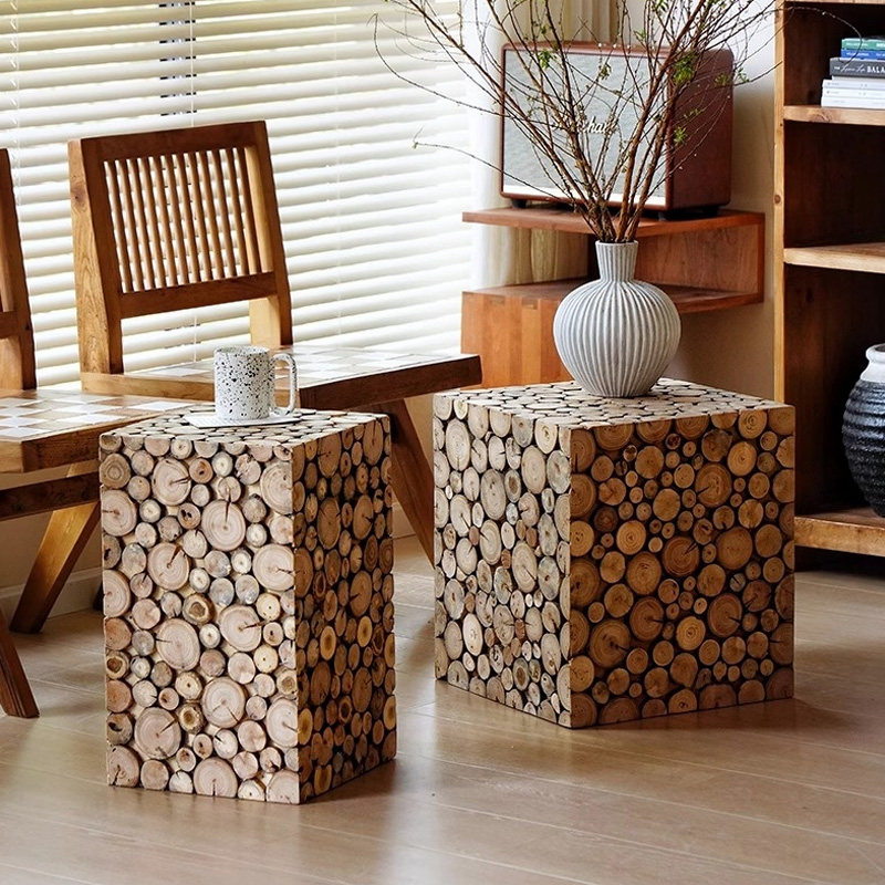 天然木ウッドキューブスツール