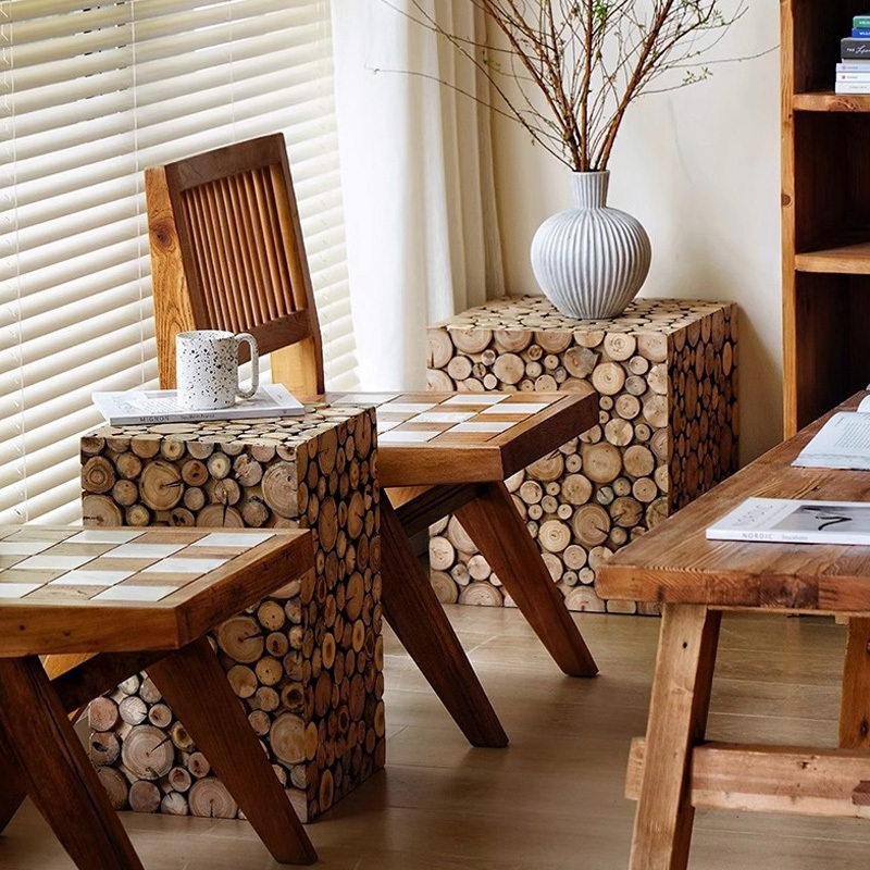 天然木ウッドキューブスツール