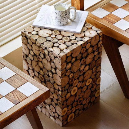 天然木ウッドキューブスツール