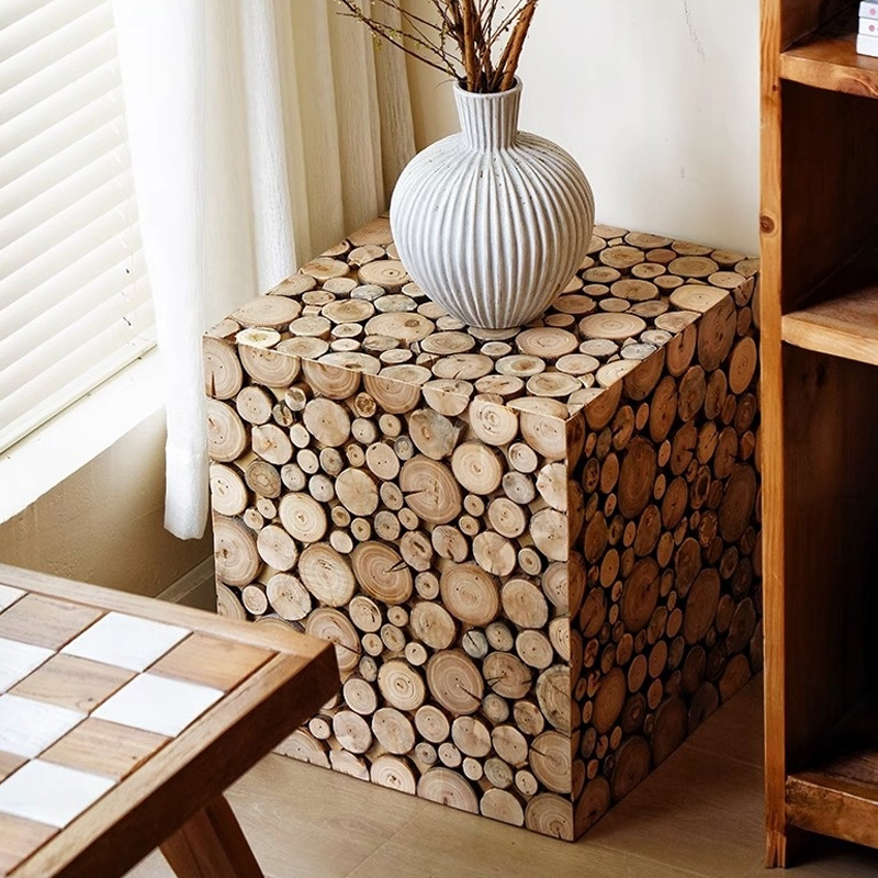天然木ウッドキューブスツール