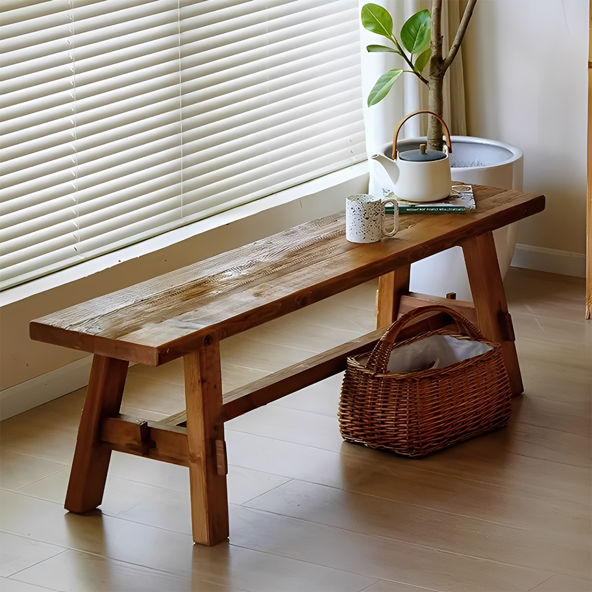 オールドパイン材クラシックウッドベンチ