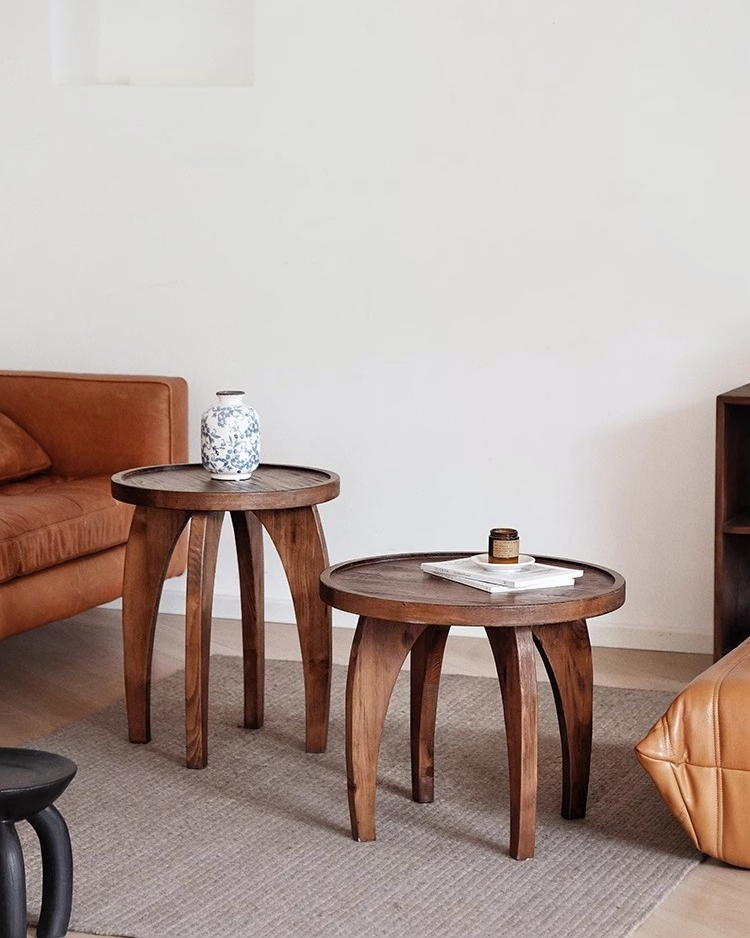 天然木ラウンドサイドテーブル – CAGUUU