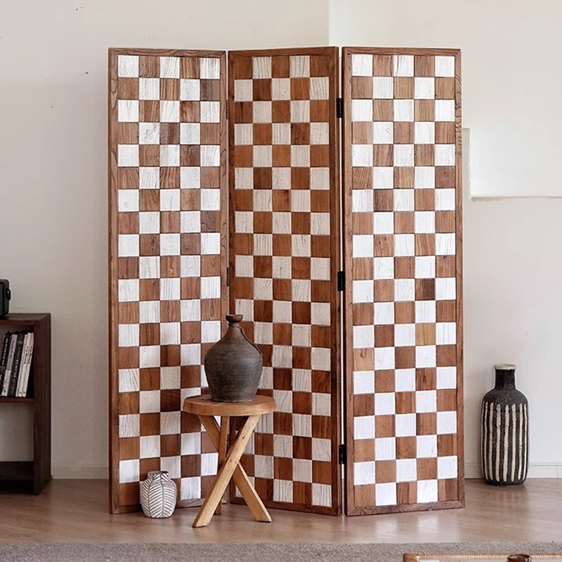 天然木碁盤風パーテーション