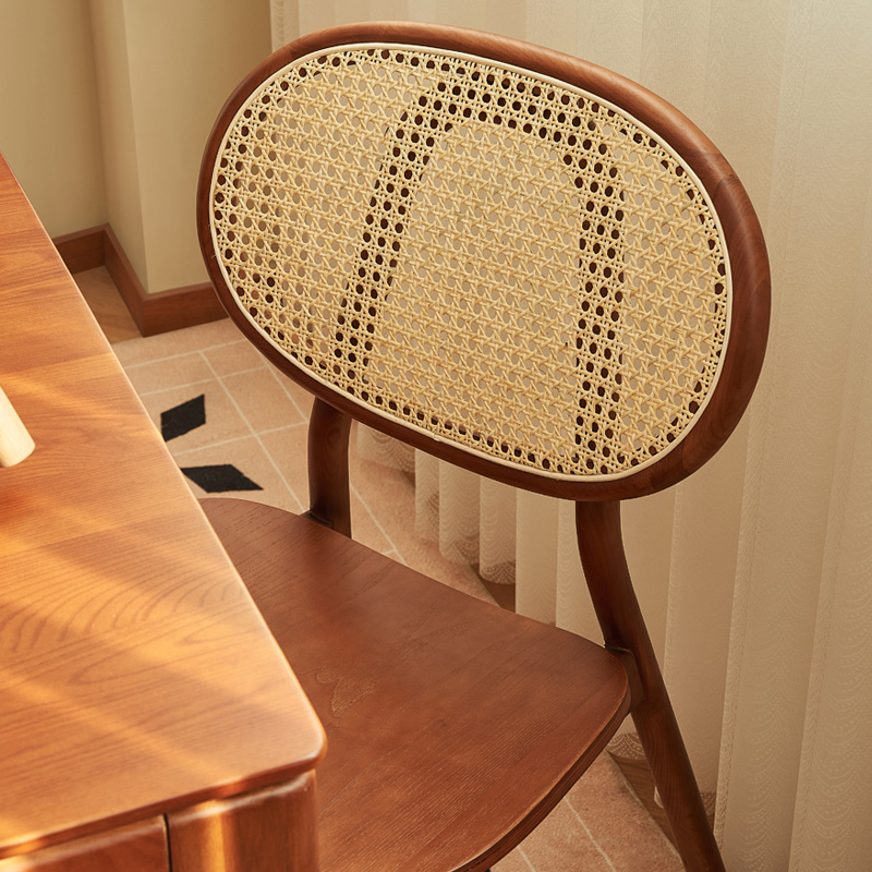 木製ラタン ダイニングチェア