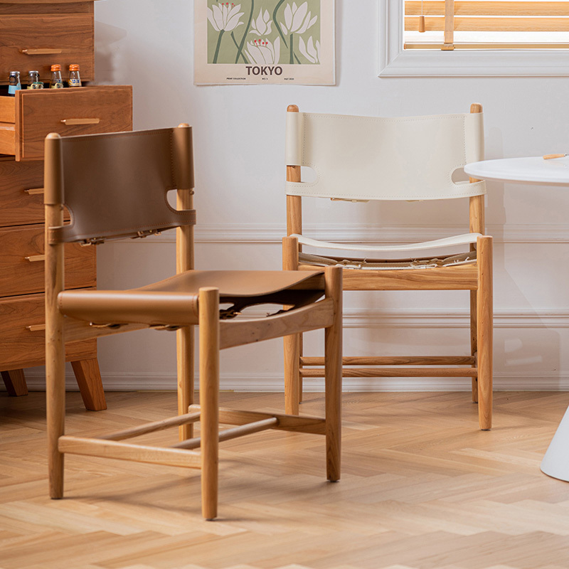 サドルレザー シンプルデザインチェア