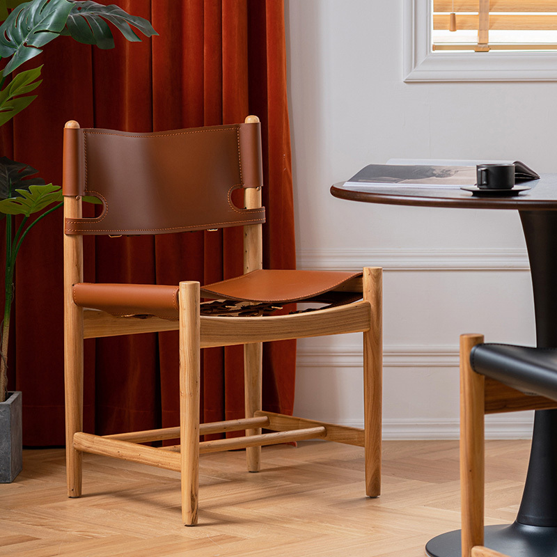 サドルレザー シンプルデザインチェア