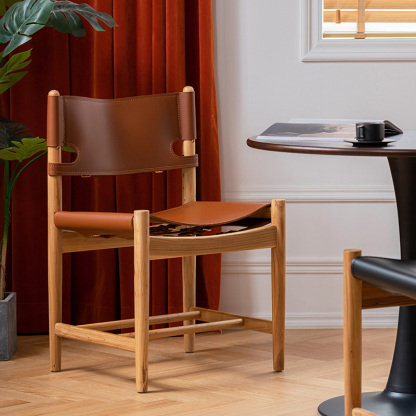 サドルレザー シンプルデザインチェア