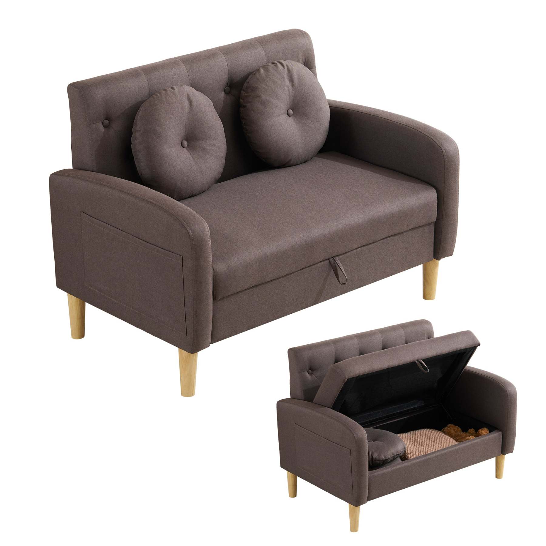 クッション付き2人掛けソファ