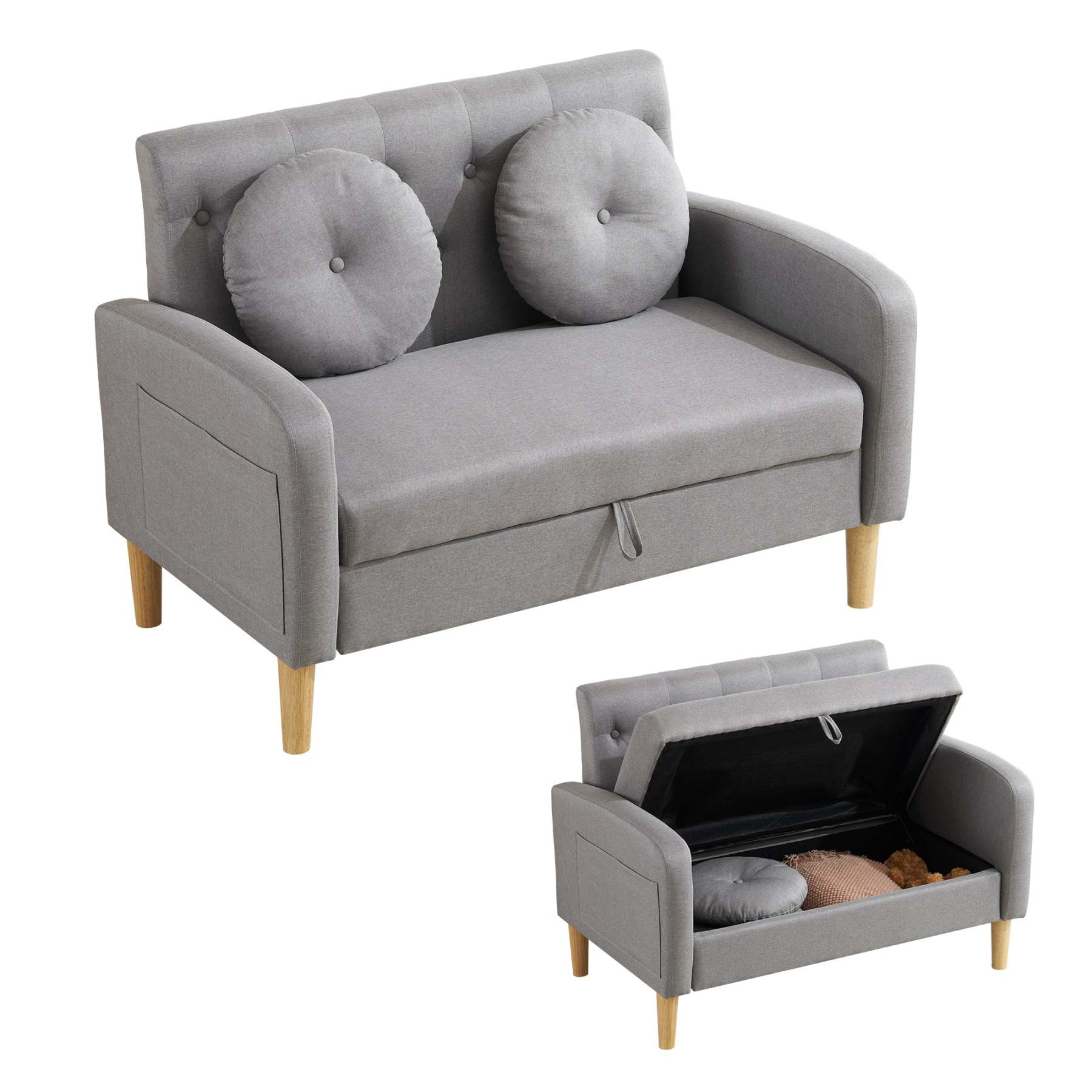 クッション付き2人掛けソファ