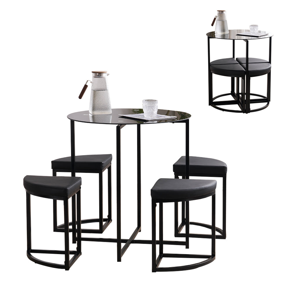4人用スチールダイニングテーブルセット