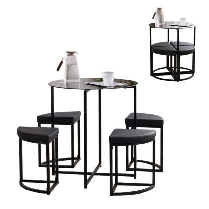 4人用スチールダイニングテーブルセット