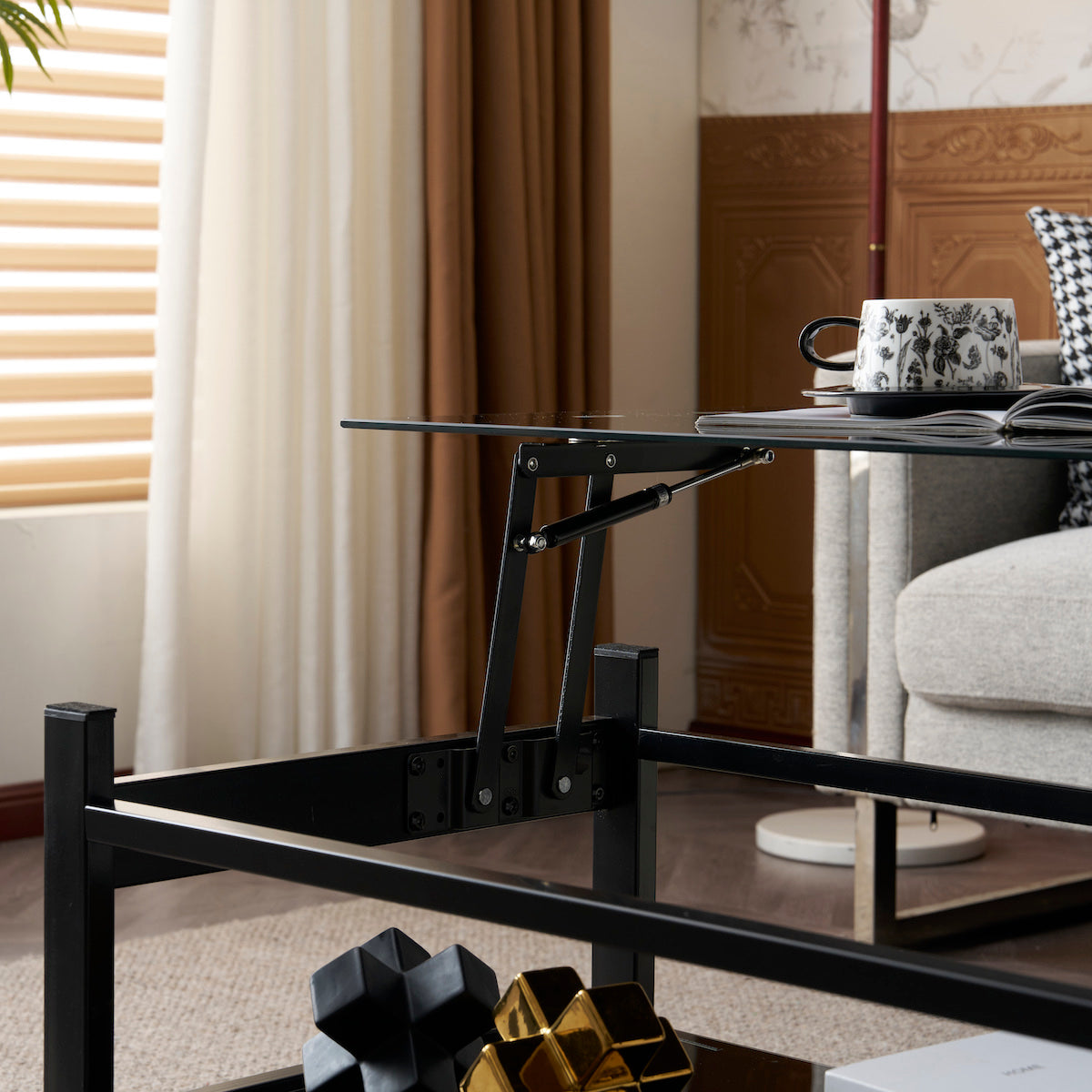 ガラスサイドテーブル　昇降式　モダン　アジャスタブルテーブル ガラスサイドテーブル 昇降式 モダン アジャスタブルテーブル