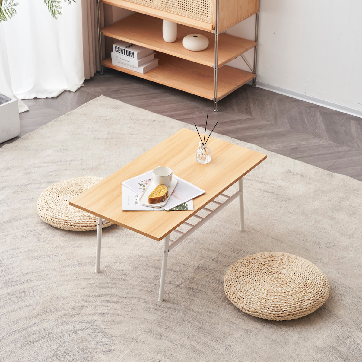 ナチュラル風ウッドローテーブル | 組み立て不要で届いた瞬間から使い