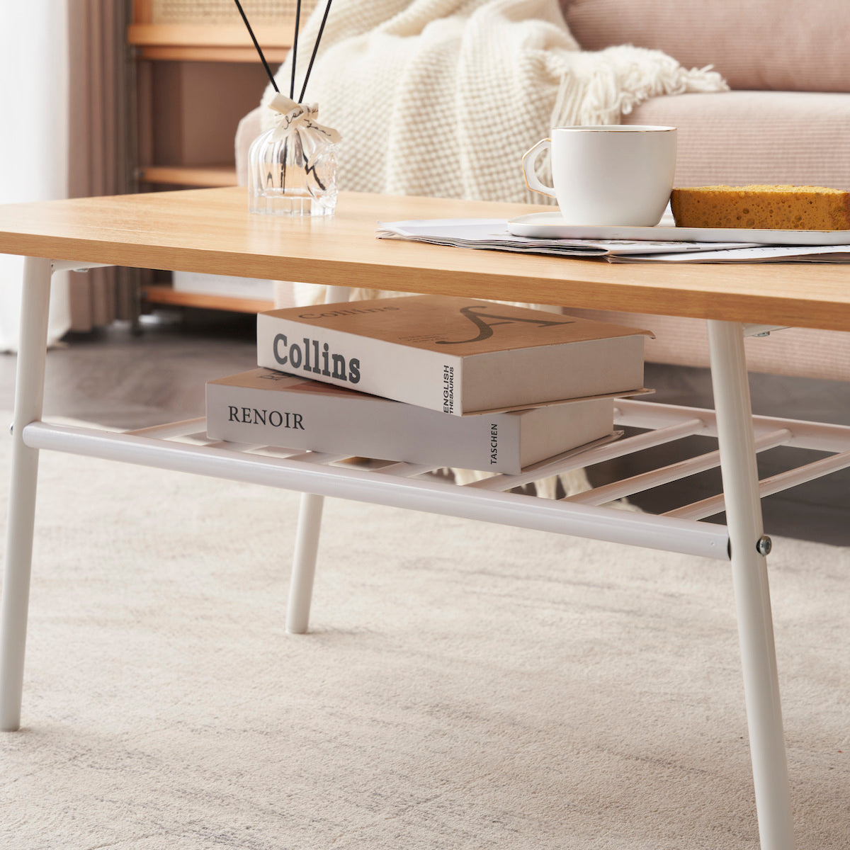 ナチュラル風ウッドローテーブル | 組み立て不要で届いた瞬間から使い