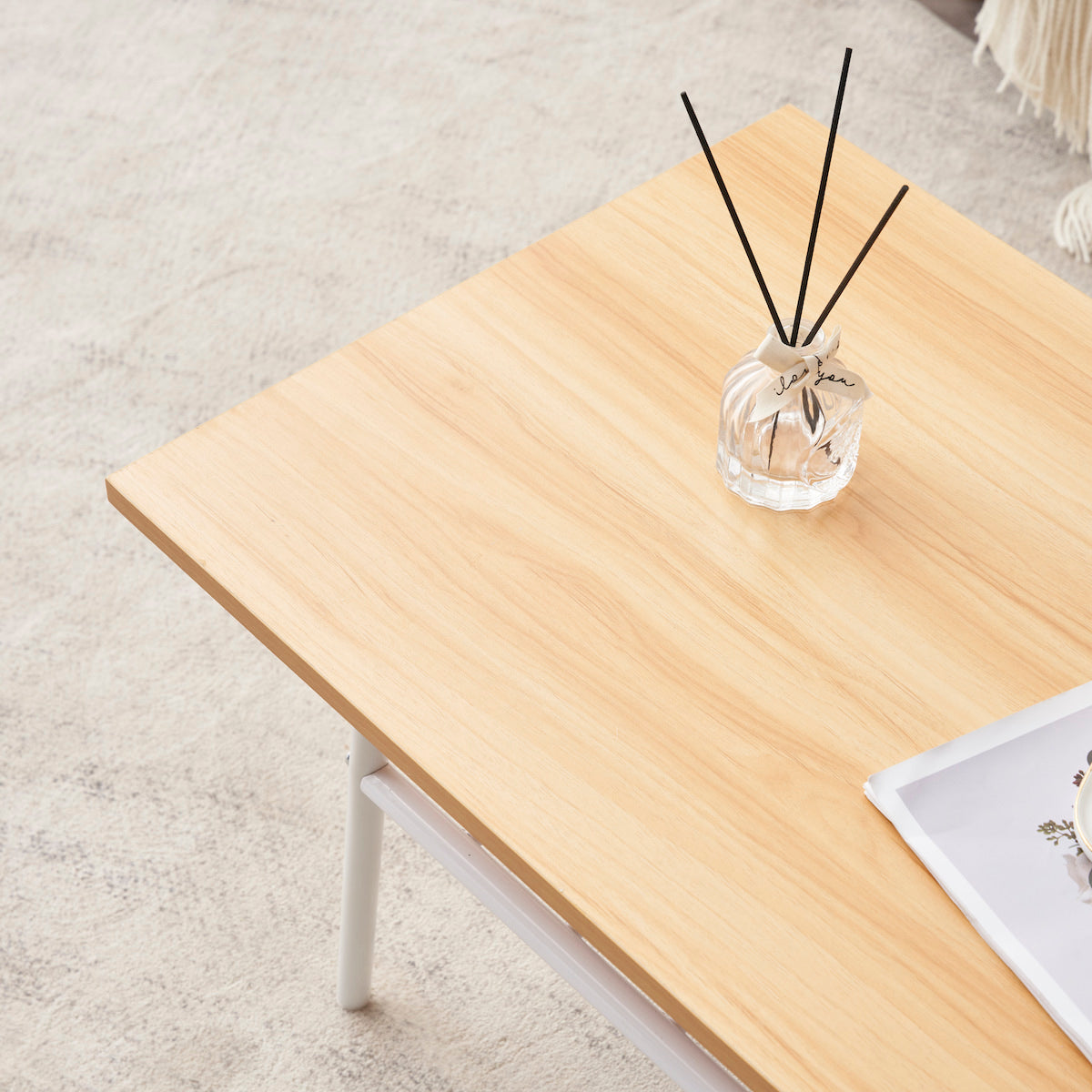 ナチュラル風ウッドローテーブル | 組み立て不要で届いた瞬間から使い