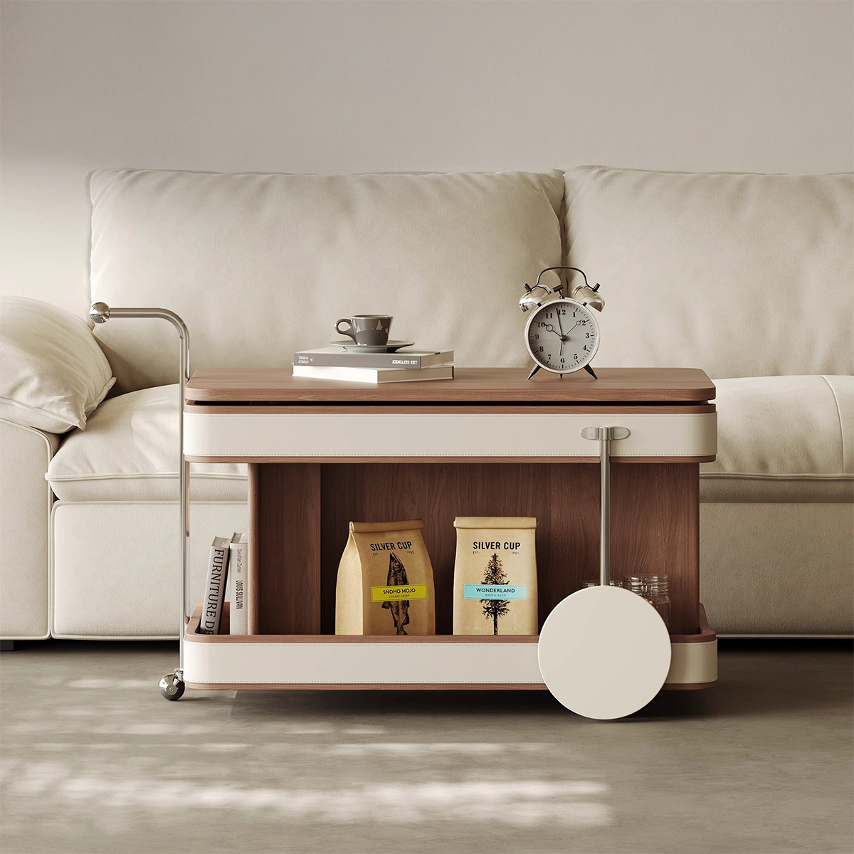 キャスター付き昇降サイドテーブル | 移動らくらく、使う場所にさっと