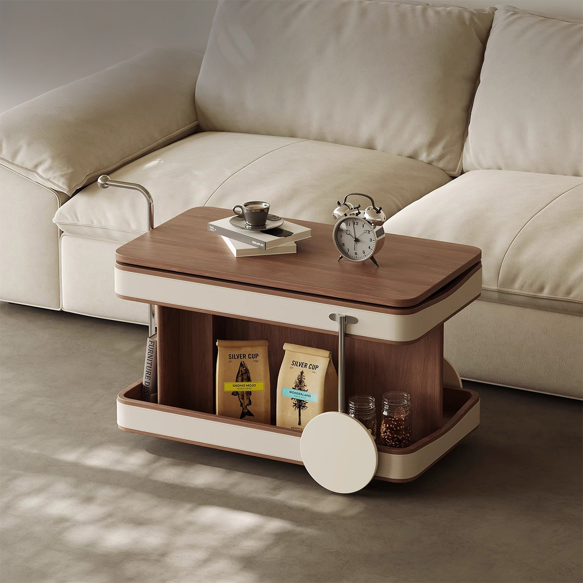 キャスター付き昇降サイドテーブル | 移動らくらく、使う場所にさっと