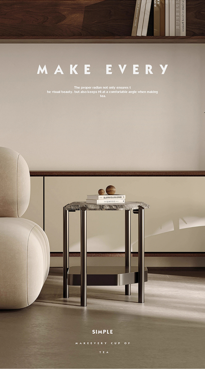 イタリアンモダン大理石サイドテーブル | 上質な空間を彩る