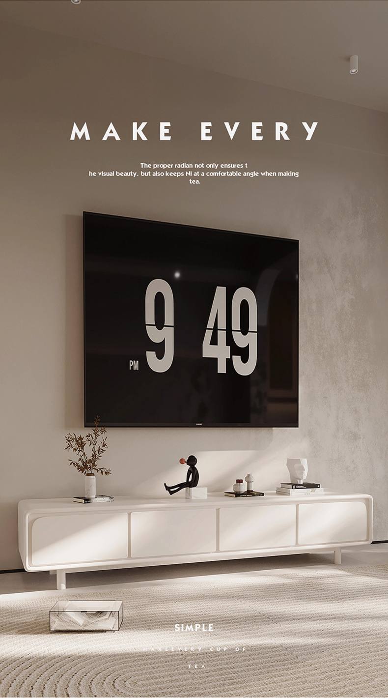 ホワイトエレガントテレビボード | 静音開閉機能付き 大容量収納の