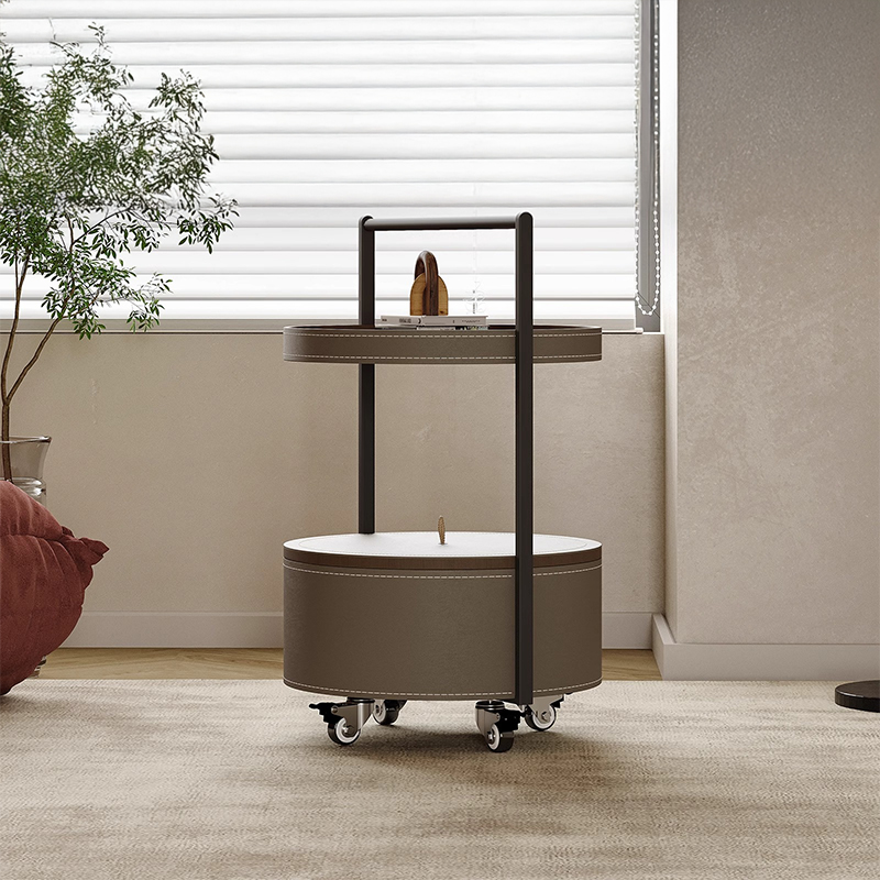 可動式レザー調サイドテーブル