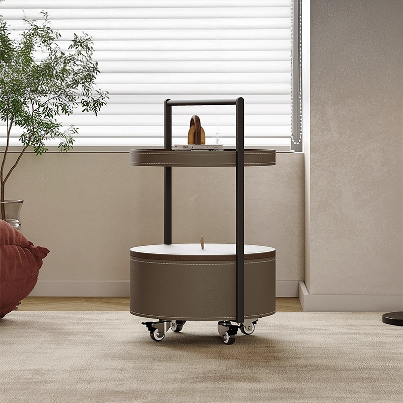 可動式レザー調サイドテーブル