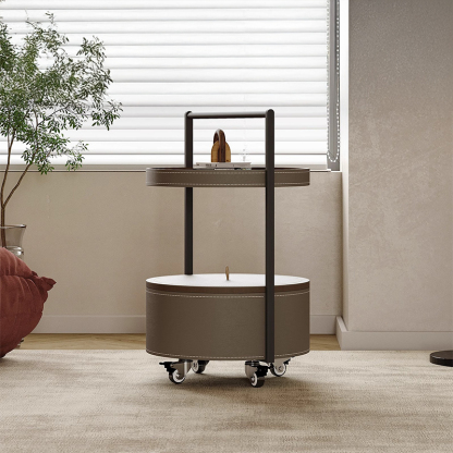 可動式レザー調サイドテーブル