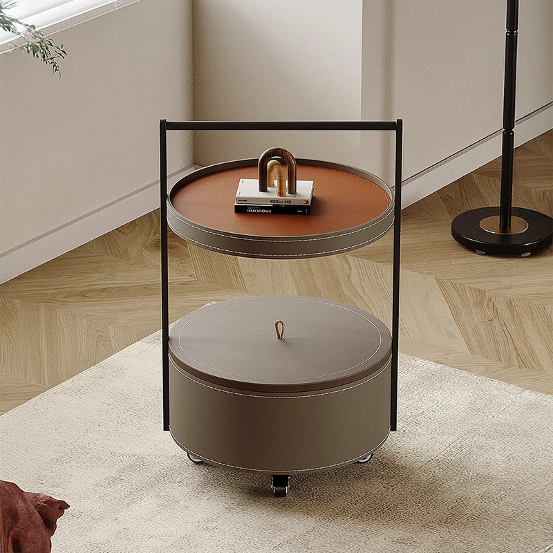 可動式レザー調サイドテーブル