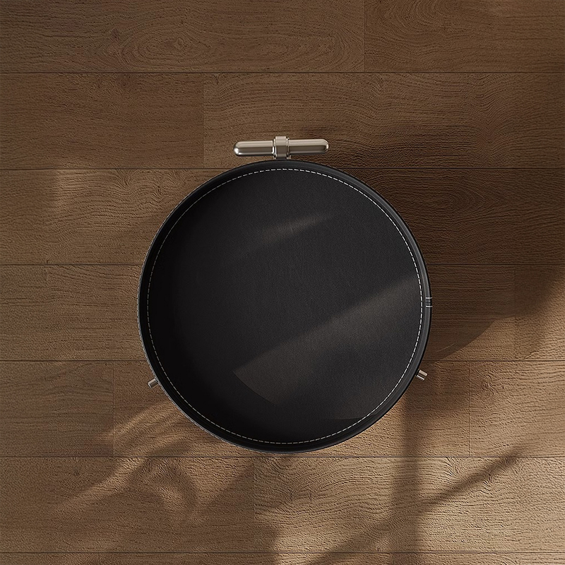 レザー調ラウンドサイドテーブル