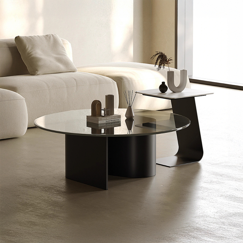 イタリアンモダンガラステーブルセット | 高強度ガラスとカーボン