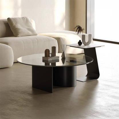 イタリアンモダンガラステーブルセット | 高強度ガラスとカーボン