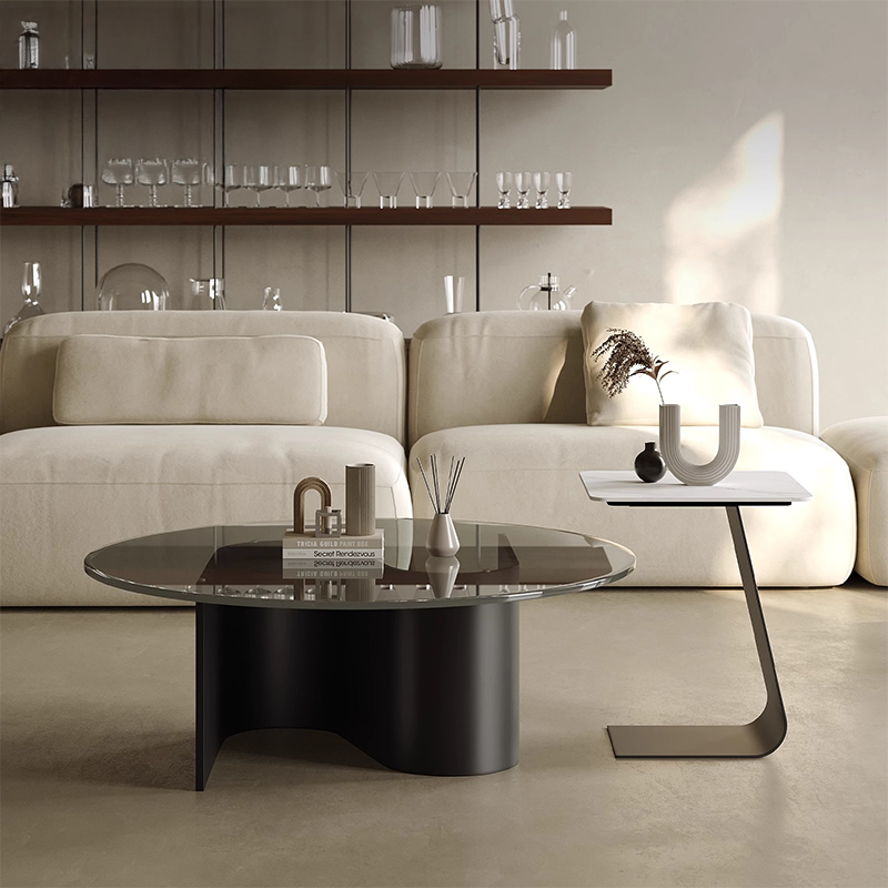 イタリアンモダンガラステーブルセット | 高強度ガラスとカーボン