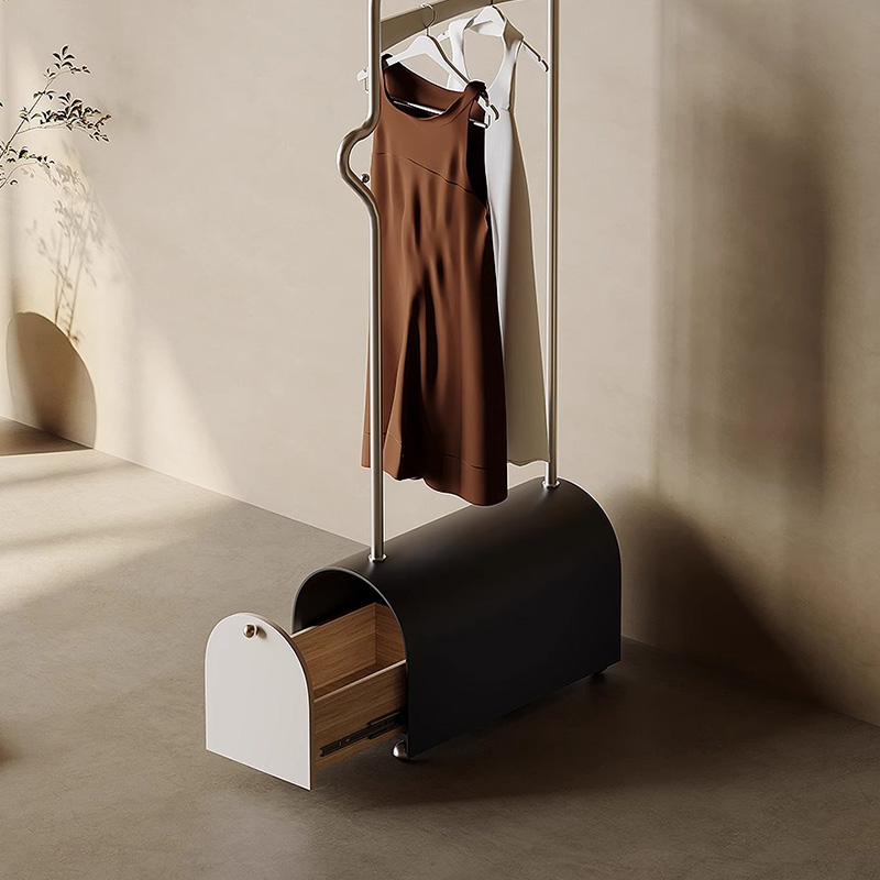 収納付きモダンハンガーラック