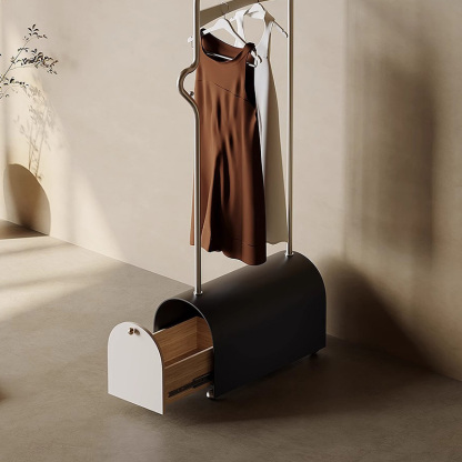 収納付きモダンハンガーラック