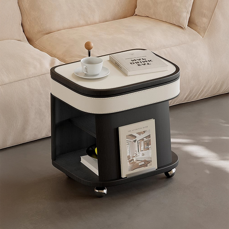 レザー調キャスター付きサイドテーブル | 多機能と北欧モダンを