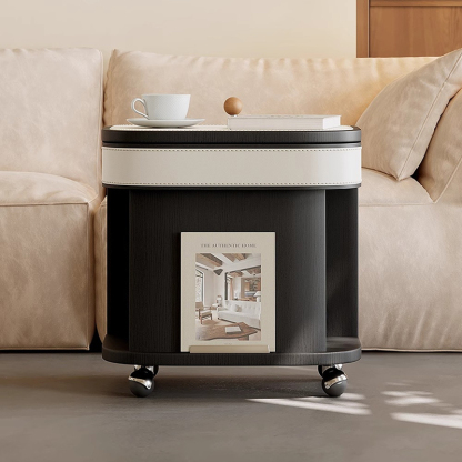 レザー調キャスター付きサイドテーブル