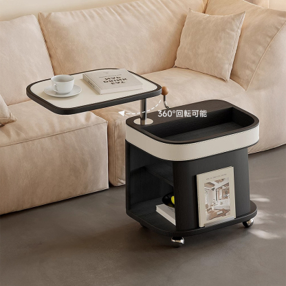 レザー調キャスター付きサイドテーブル