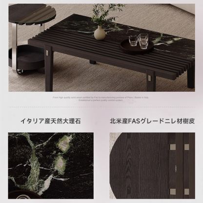 大理石調ブラックセンターテーブルセット